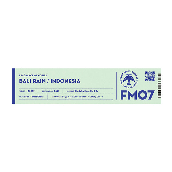 FRAGRANCE MEMORIES - FM 07 Bali Rain / Indonesia 15 sticks (Bergamot, Green Banana, Earthy Green)