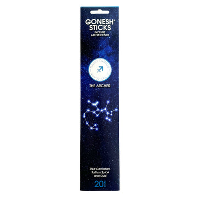 GONESH ZODIAC – Sagittarius | Bamboo Incense, 20 Sticks (Red Carnation, Saffron Spice, Oud)
