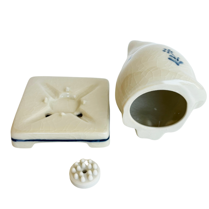 PORCELAIN INCENSE BURNER - Cat (White Finish)